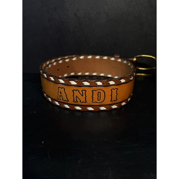 Personalized Andi Western Brown Tooled Leather Belt Southwestern Belts Size 28 main image 8